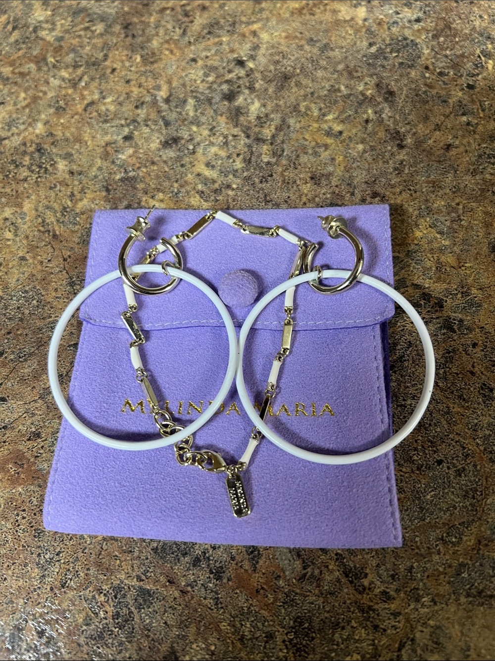 Melinda Maria earrings, and bracelet set
